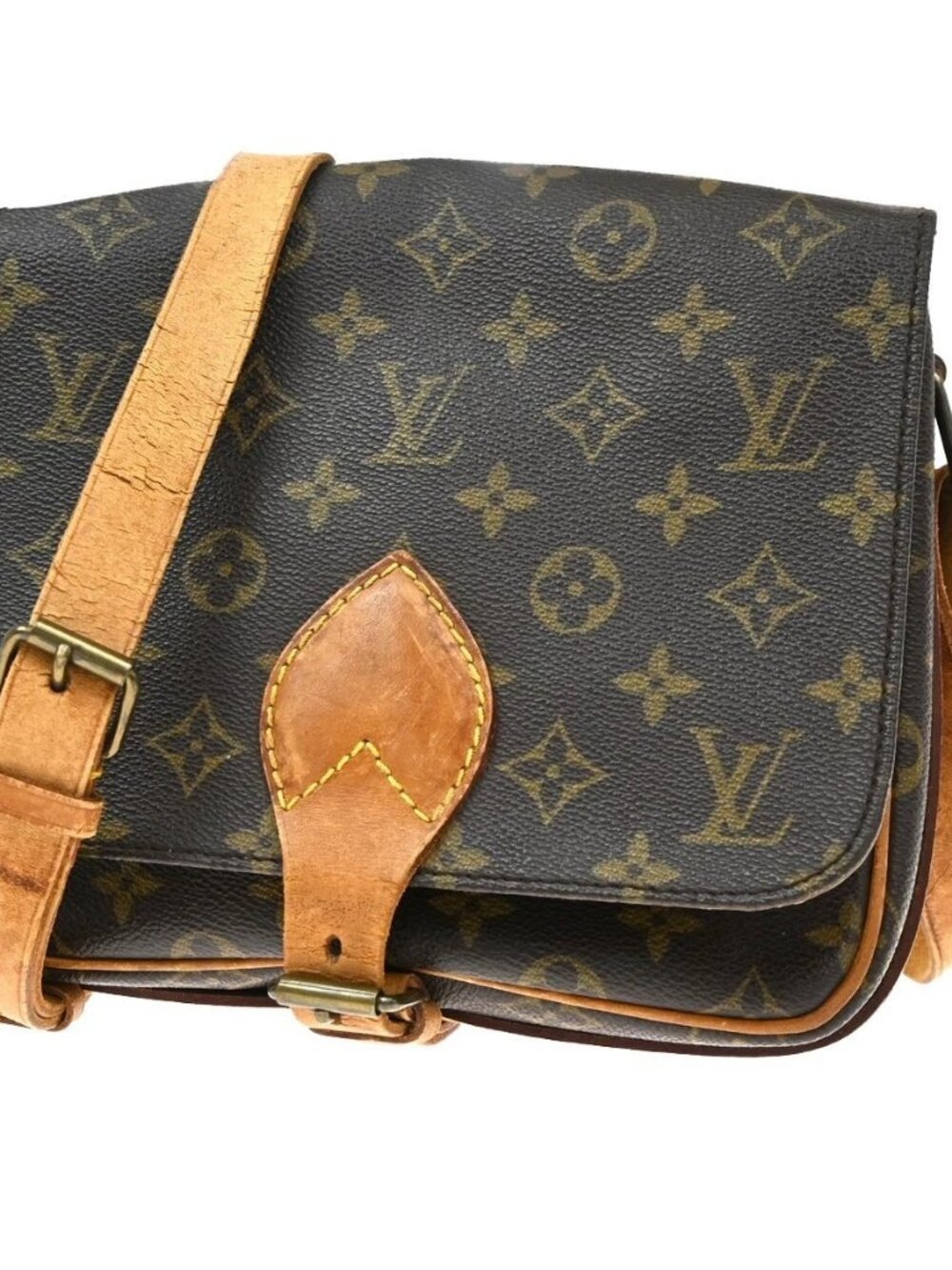 LOUIS VUITTON Cartouchiere MM Shoulder Bag Monogram Leather Brown M51253 31KD476